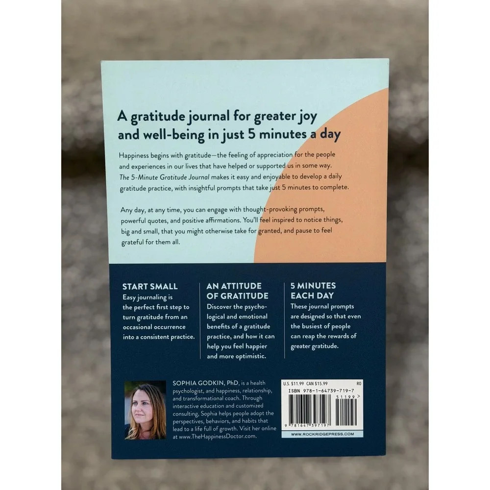 NEW The 5-Minute Gratitude Journal Sophia Godkin Guided Positivity Workbook‎